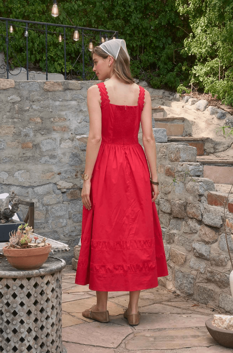Sleeveless Lace Trim Midi Dress - Flea Boutiques