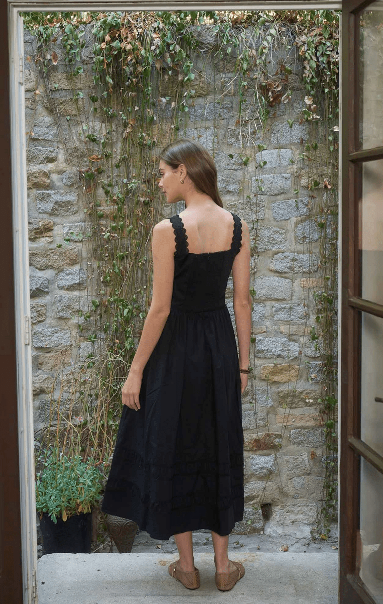 Sleeveless Lace Trim Midi Dress - Flea Boutiques