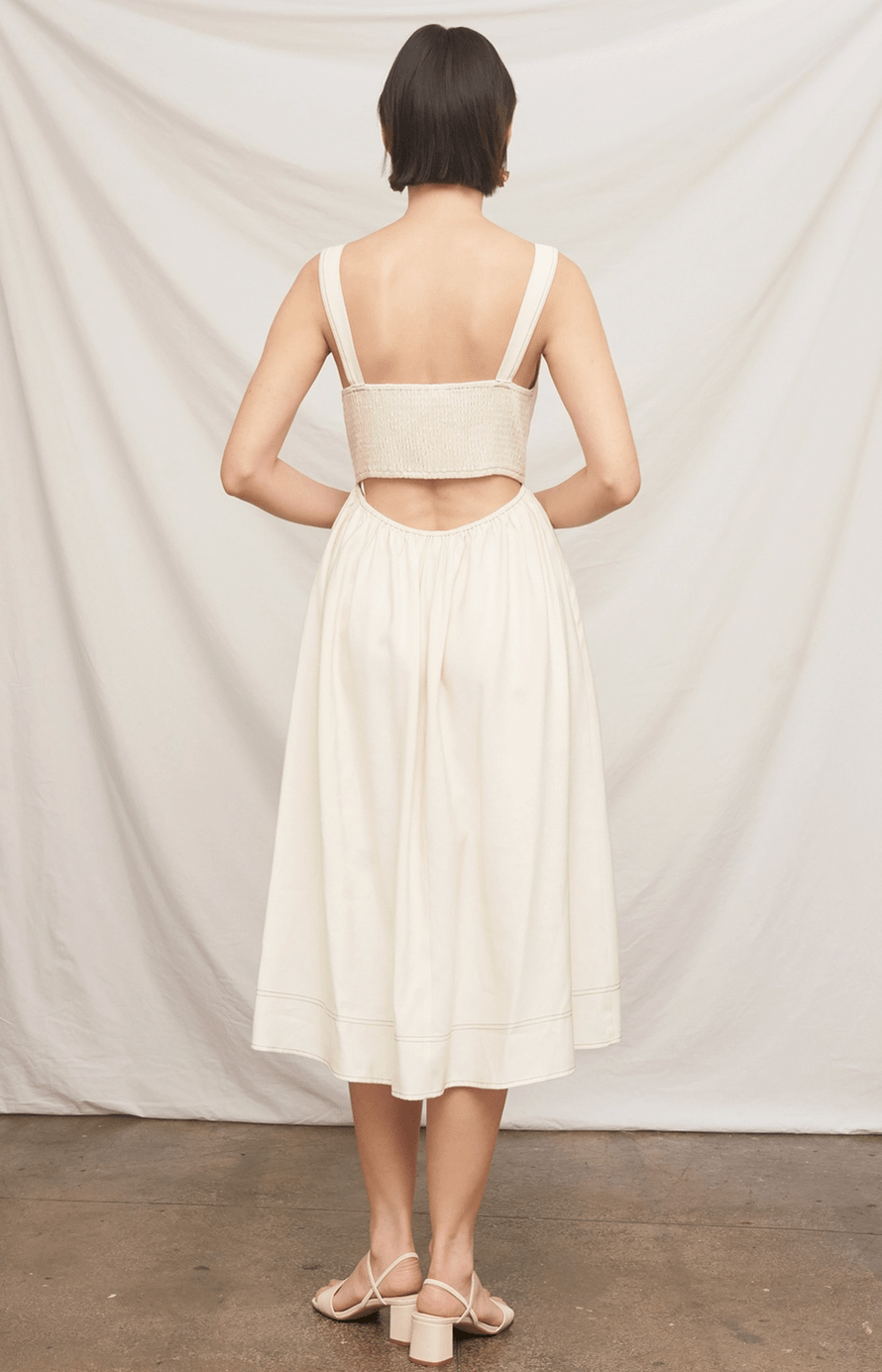 Sleeveless Square Neck Midi Dress - Flea Boutiques