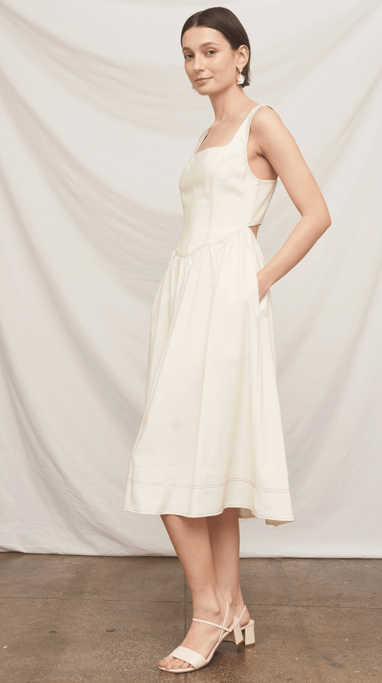 Sleeveless Square Neck Midi Dress - Flea Boutiques