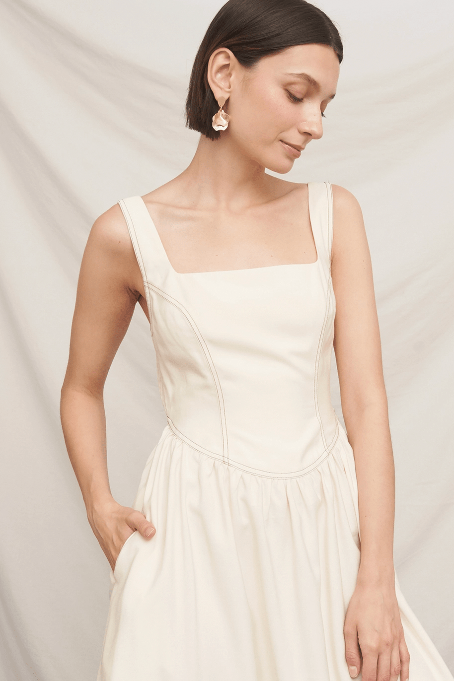 Sleeveless Square Neck Midi Dress - Flea Boutiques