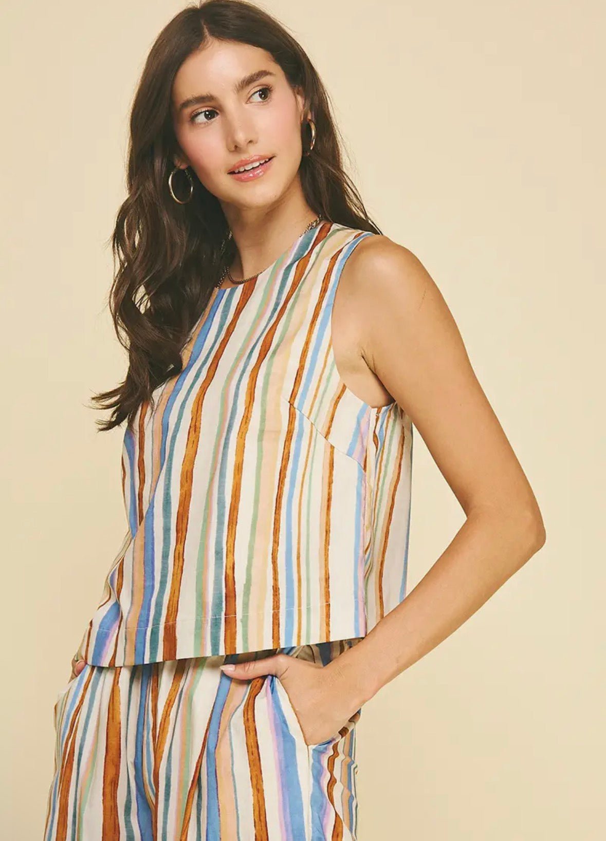 Sleeveless Top With Button Detail - Flea Boutiques