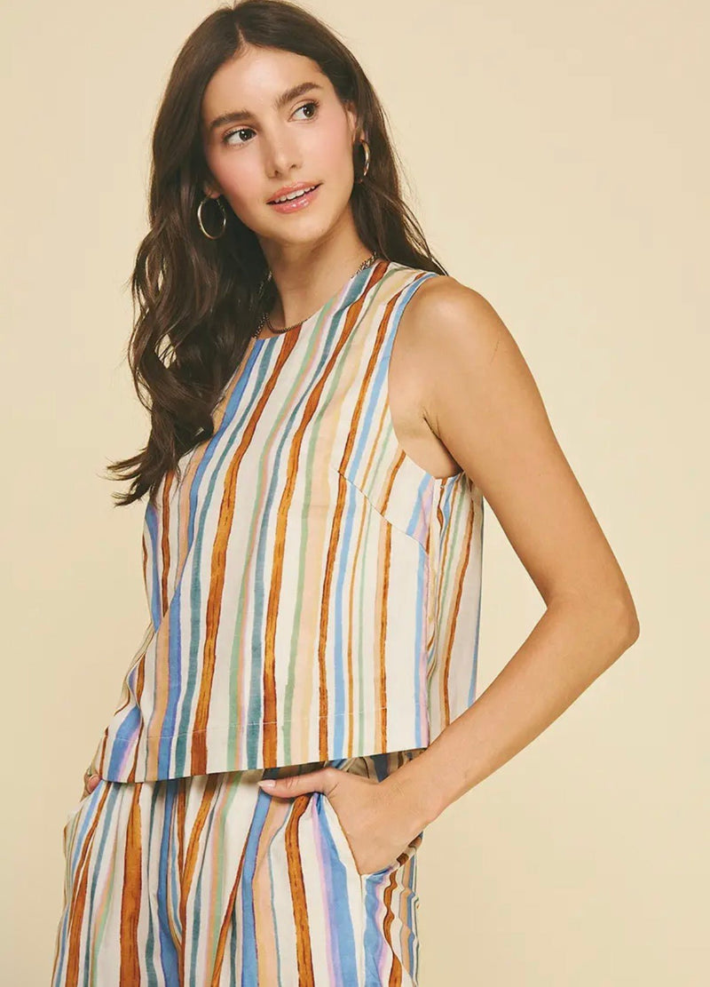 Sleeveless Top With Button Detail - Flea Boutiques