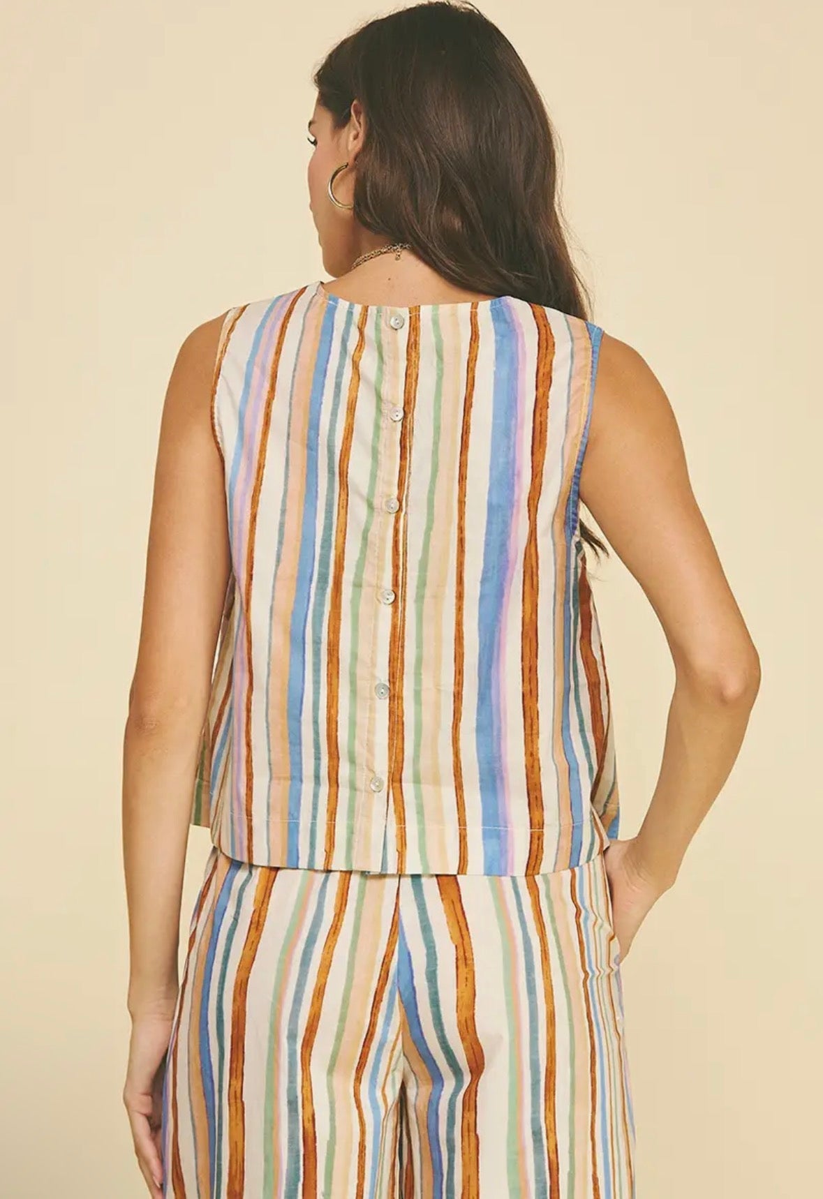 Sleeveless Top With Button Detail - Flea Boutiques
