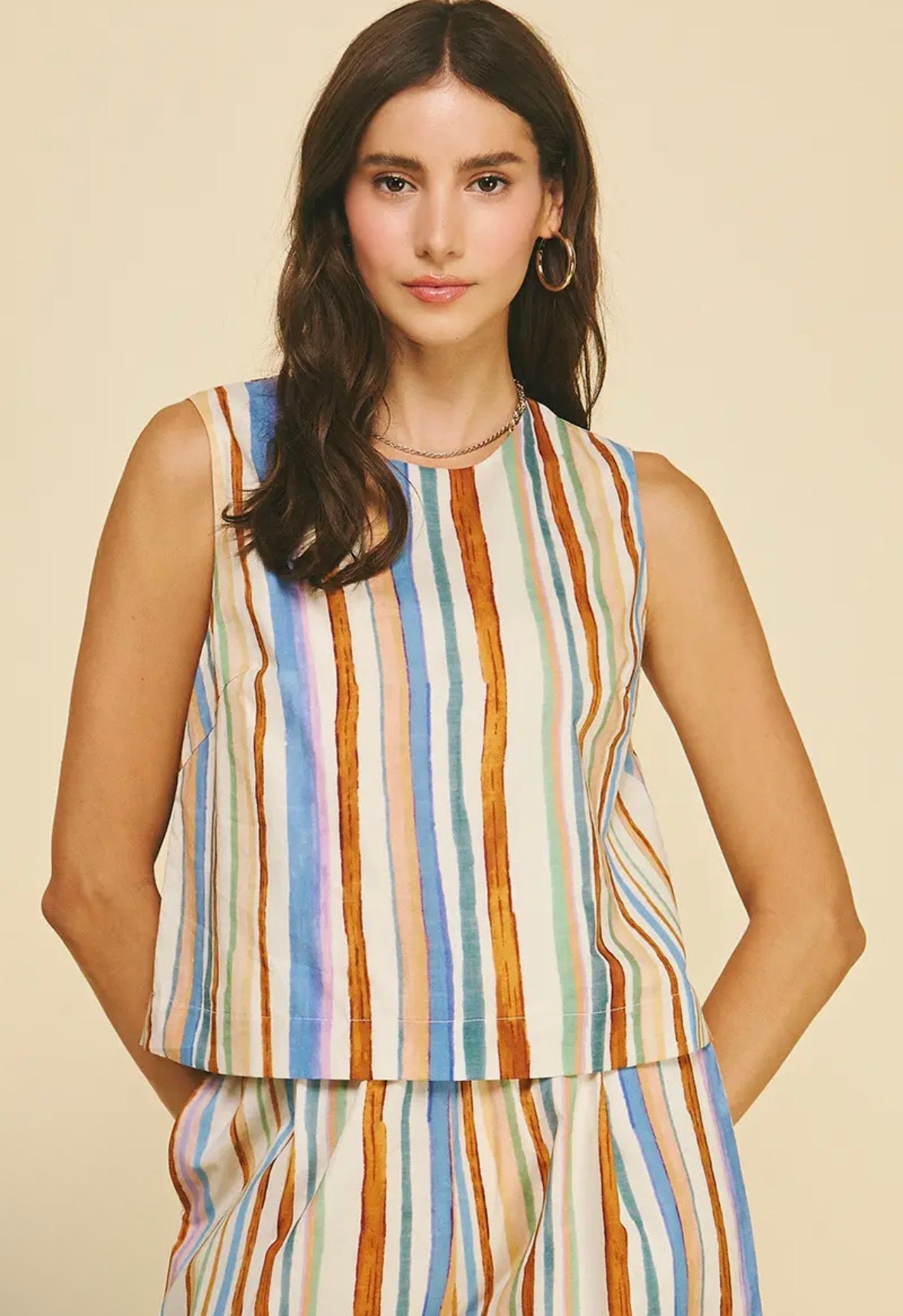 Sleeveless Top With Button Detail - Flea Boutiques