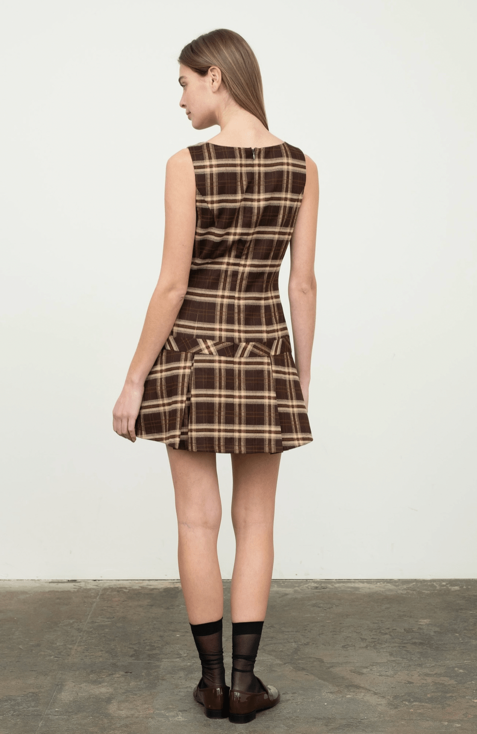 Sleevless Drop Plaid Mini Dress - Flea Boutiques