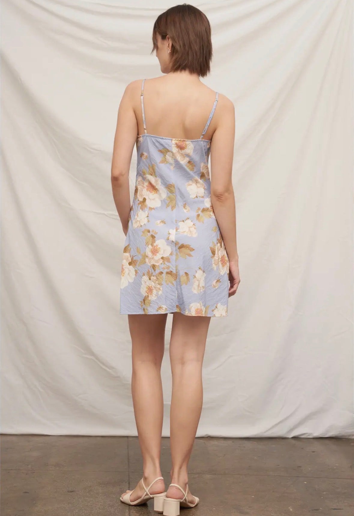Sleevless Floral Print Cowl Neck Dress - Flea Boutiques