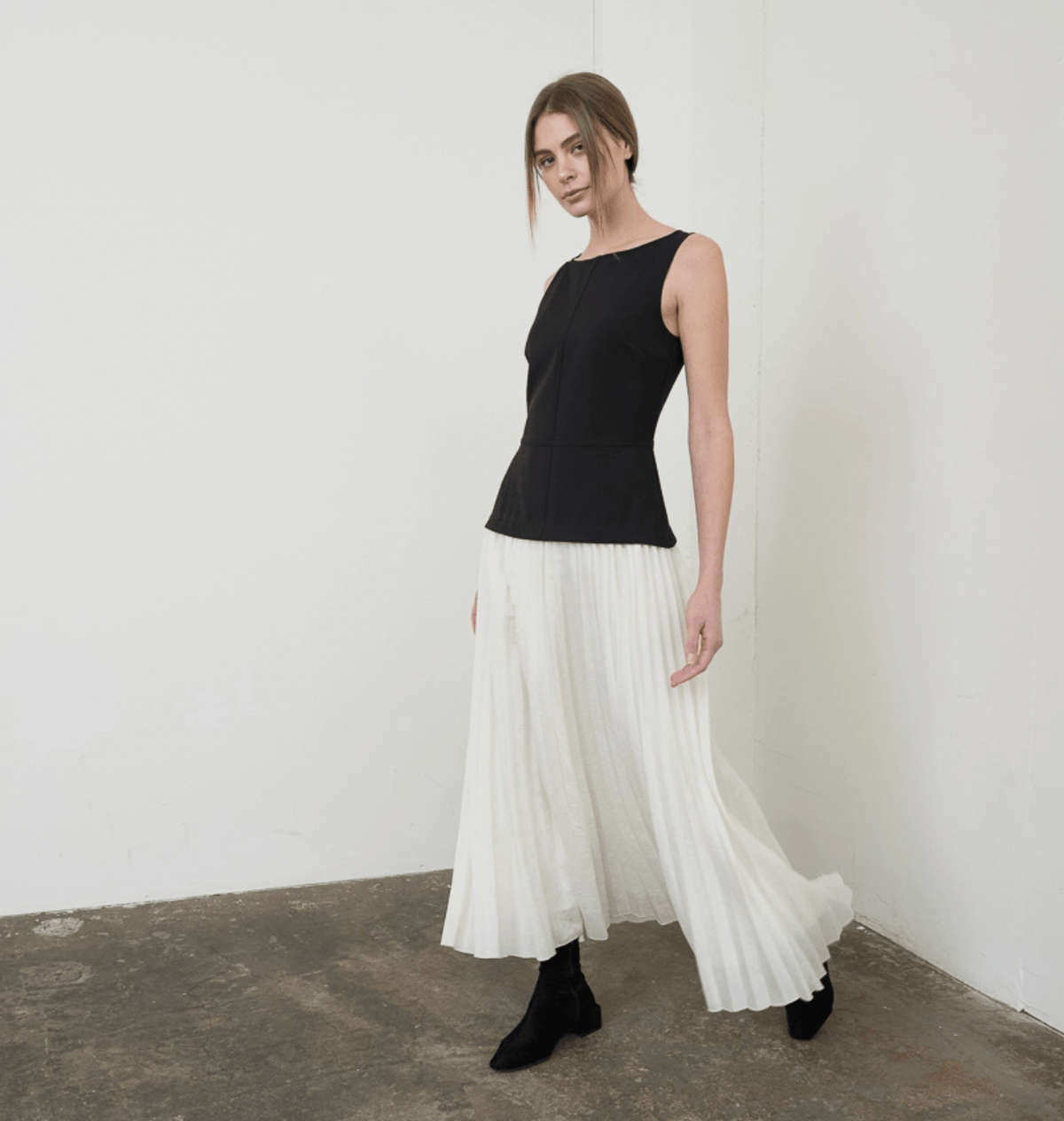 Sleveless Drop Waist Mix Media Midi - Flea Boutiques