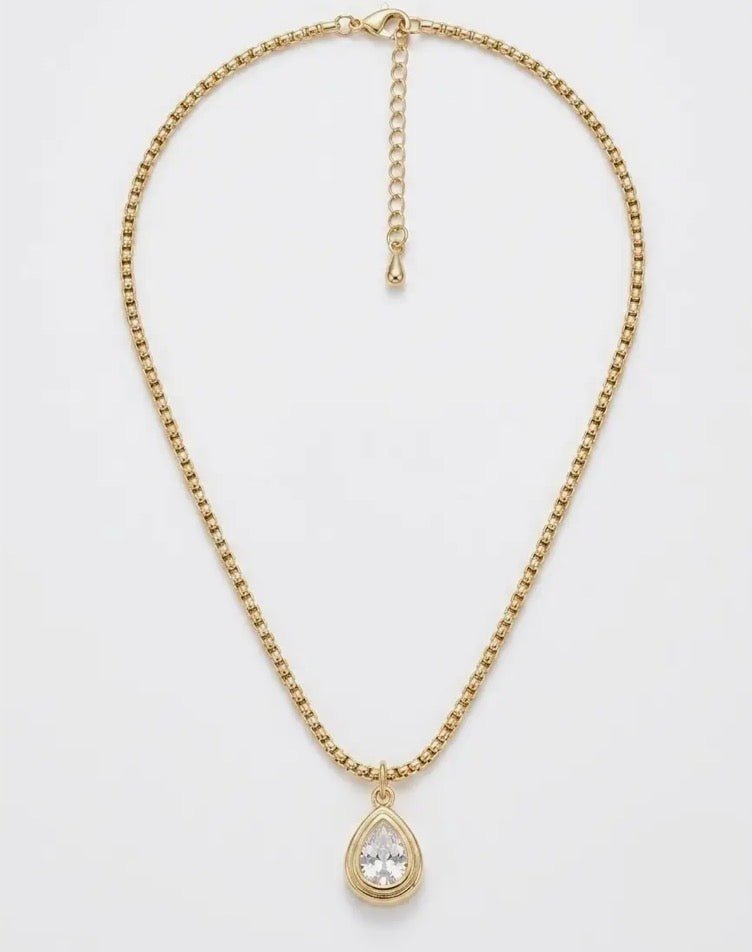 Sloan Pear Bezel Necklace - Flea Boutiques