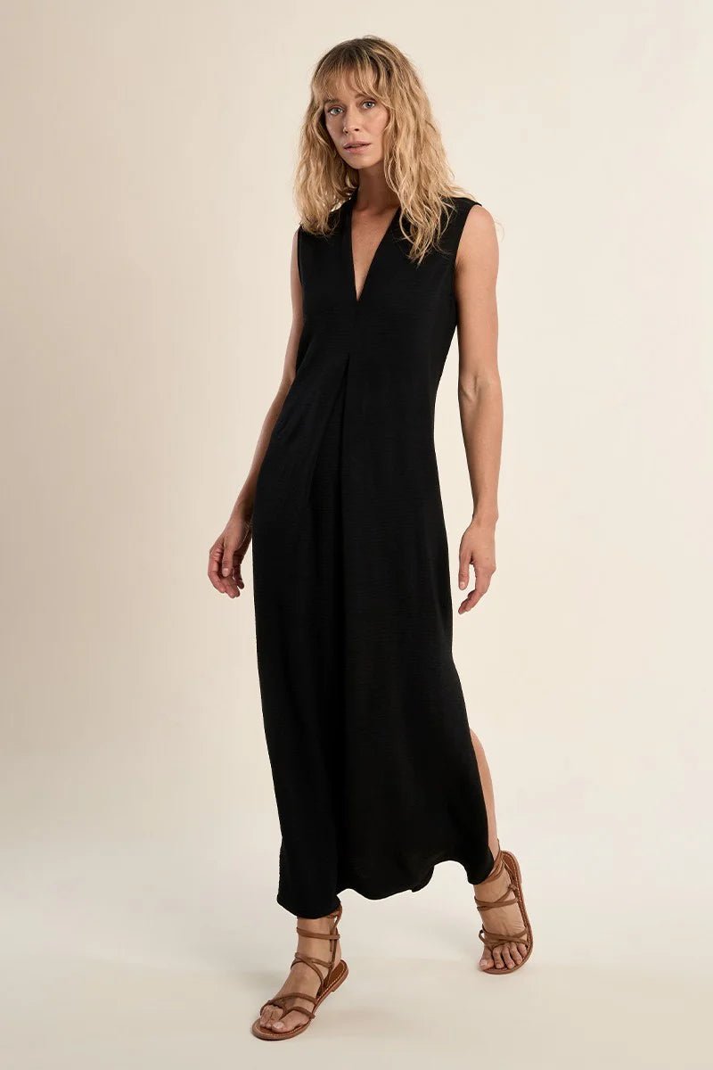 Slvless V - Neck Midi Dress - Flea Boutiques