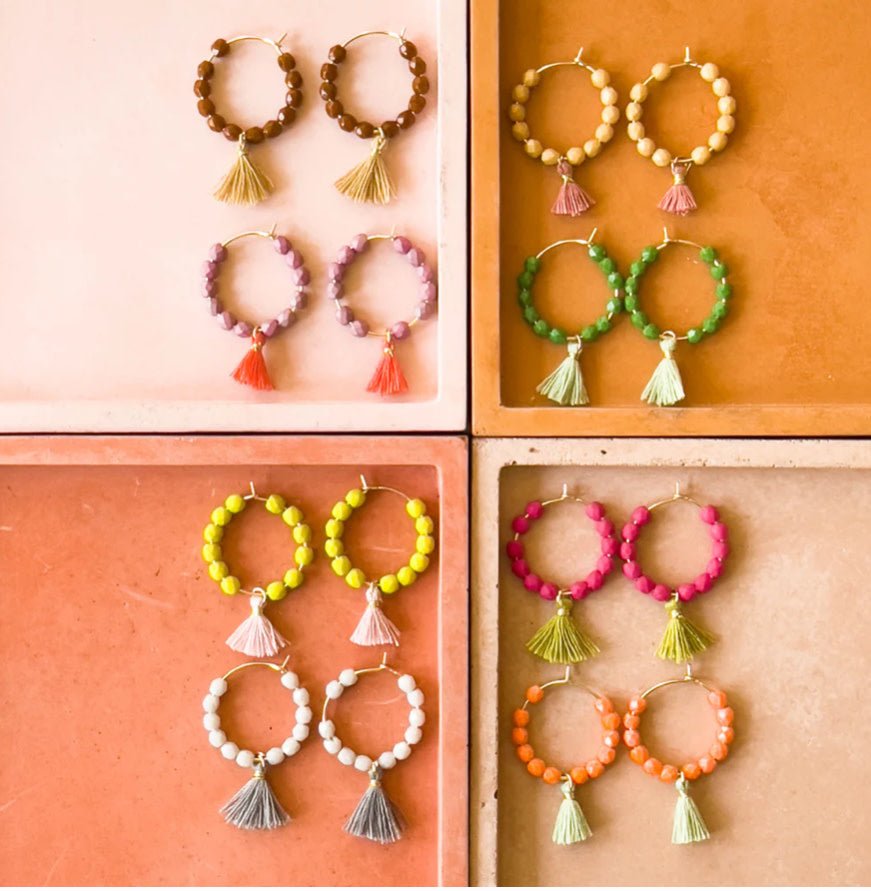 Small Gold Filled Hoops w/ Beads - Flea Boutiques