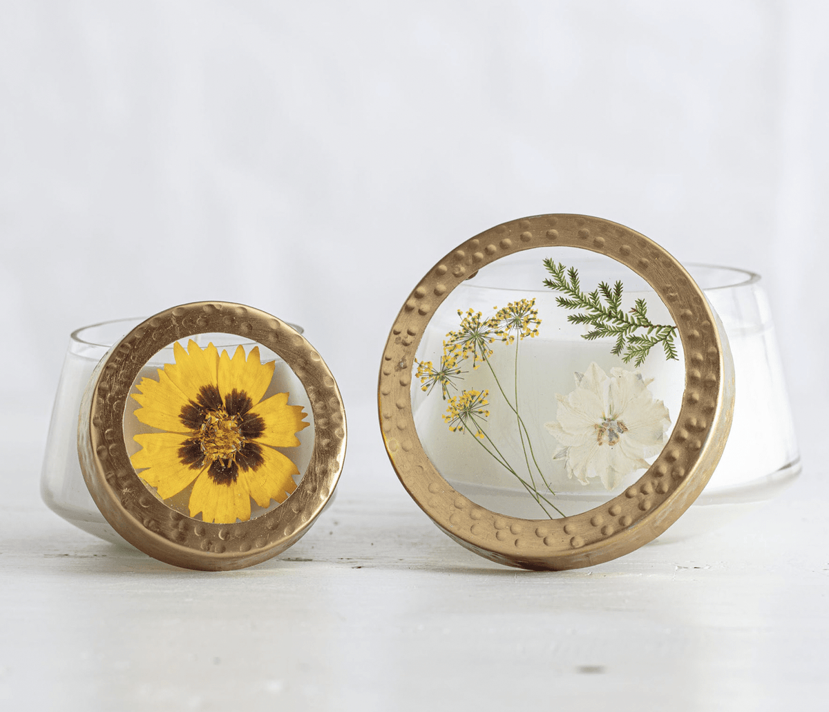 Small Pressed Floral Candle - Flea Boutiques