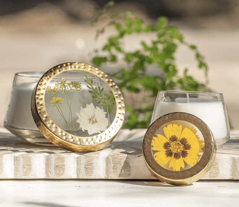 Small Pressed Floral Candle - Flea Boutiques
