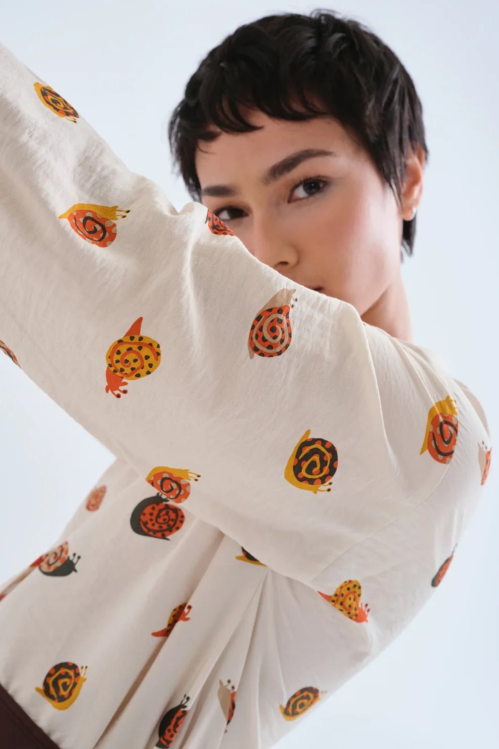 Snail Print Button Down - Flea Boutiques
