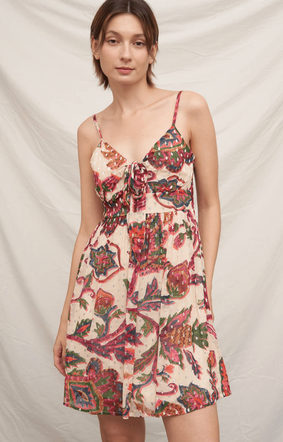 Spaghetti strap Mini Dress with Lurex Dots - Flea Boutiques