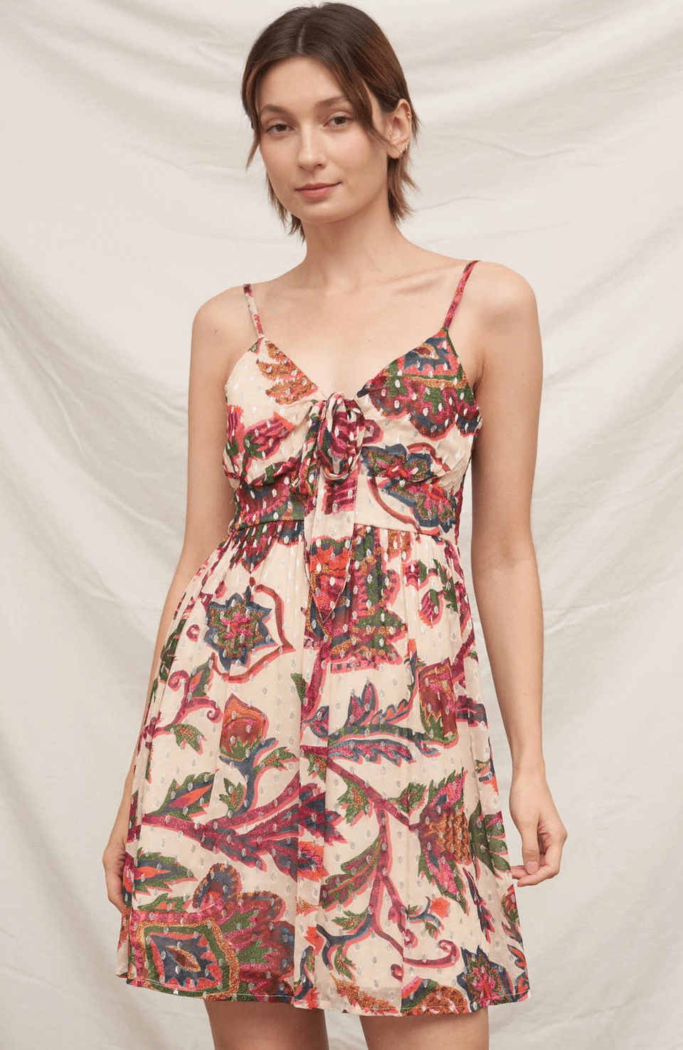 Spaghetti strap Mini Dress with Lurex Dots - Flea Boutiques