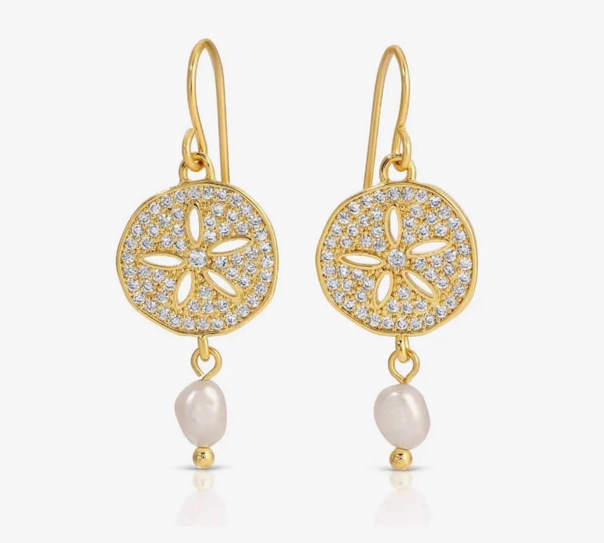 Sparkling Sand Dollar Pearl Earrings - Flea Boutiques