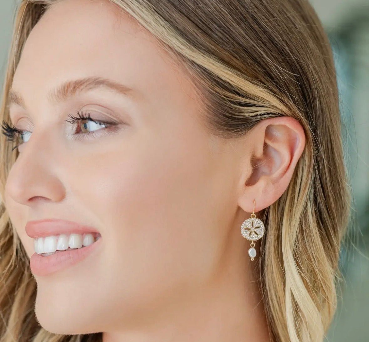 Sparkling Sand Dollar Pearl Earrings - Flea Boutiques