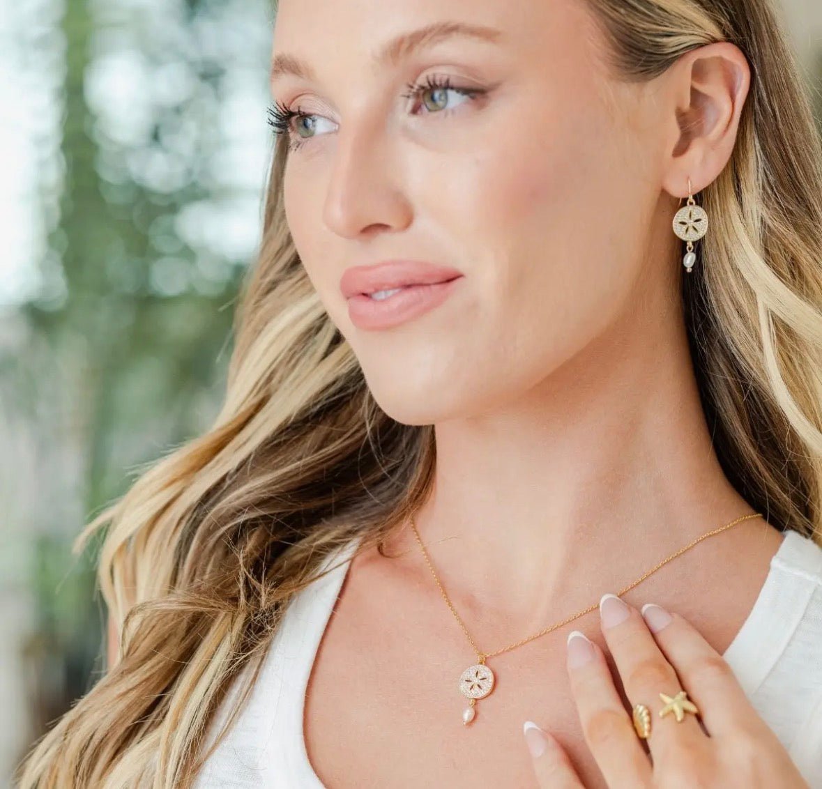 Sparkling Sand Dollar Pearl Earrings - Flea Boutiques