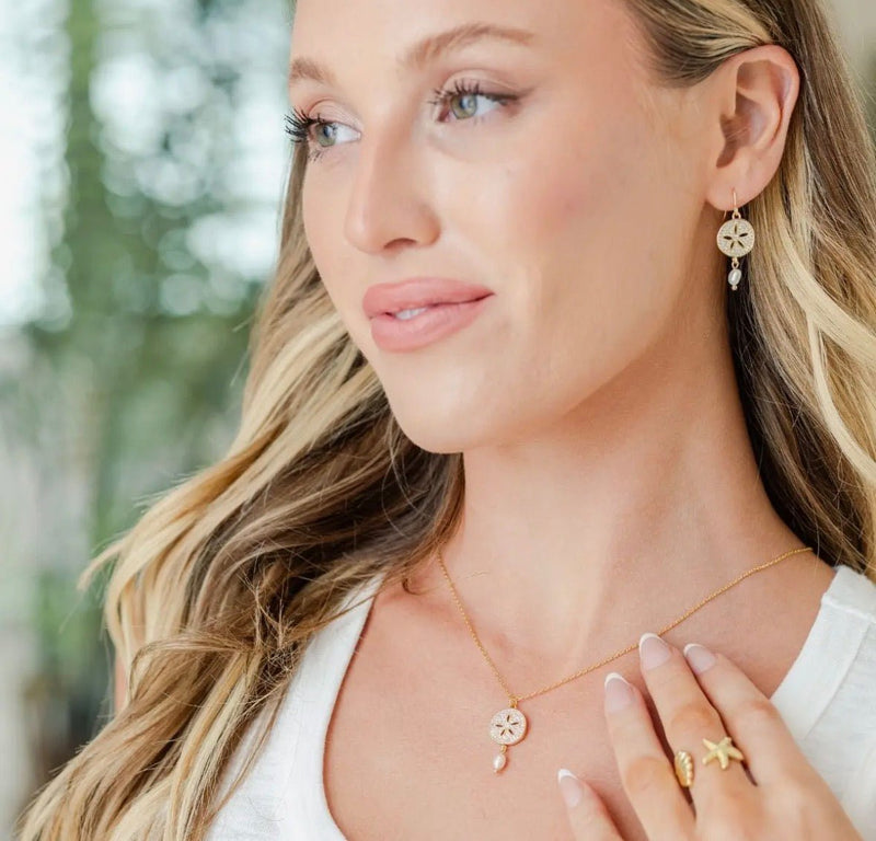 Sparkling Sand Dollar Pearl Earrings - Flea Boutiques
