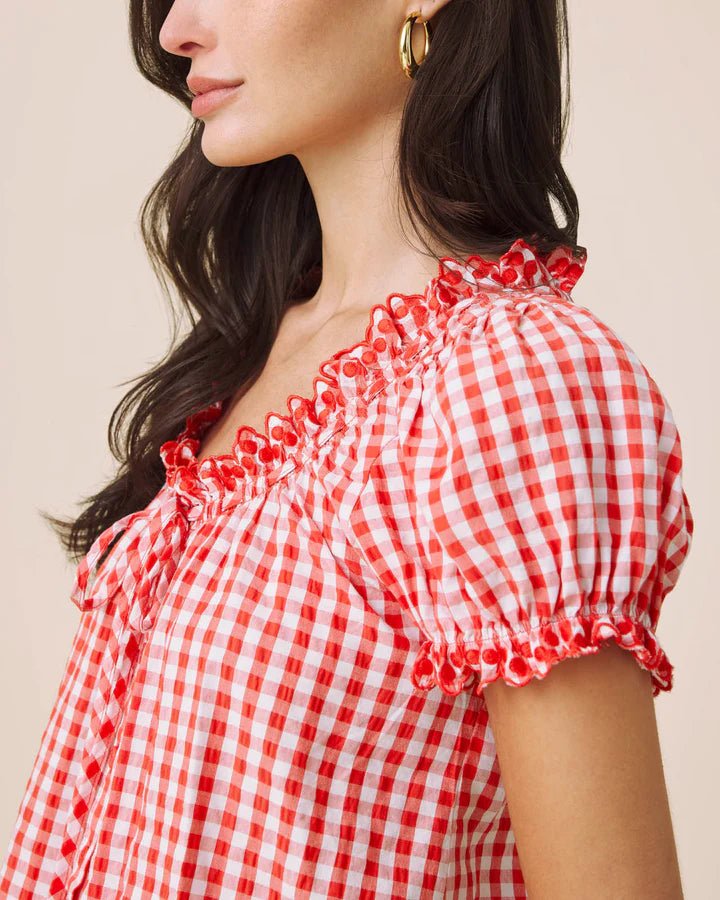 Splendid Gigi Gingham Puff sleeve Top - Flea Boutiques