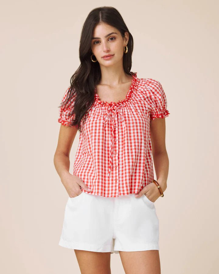 Splendid Gigi Gingham Puff sleeve Top - Flea Boutiques