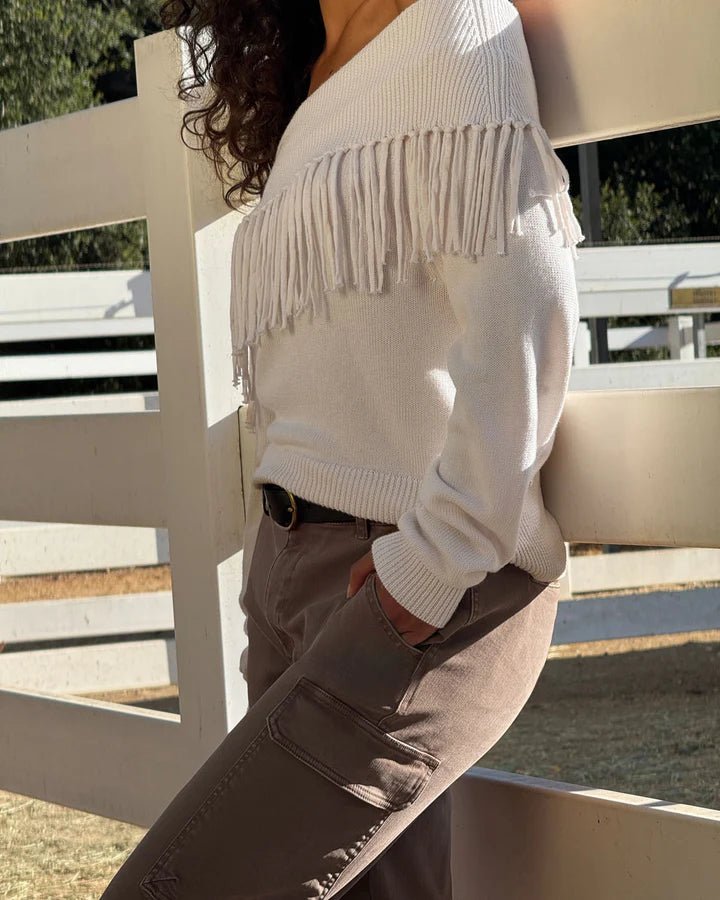 Splendid Simone Fringe Sweater - Flea Boutiques