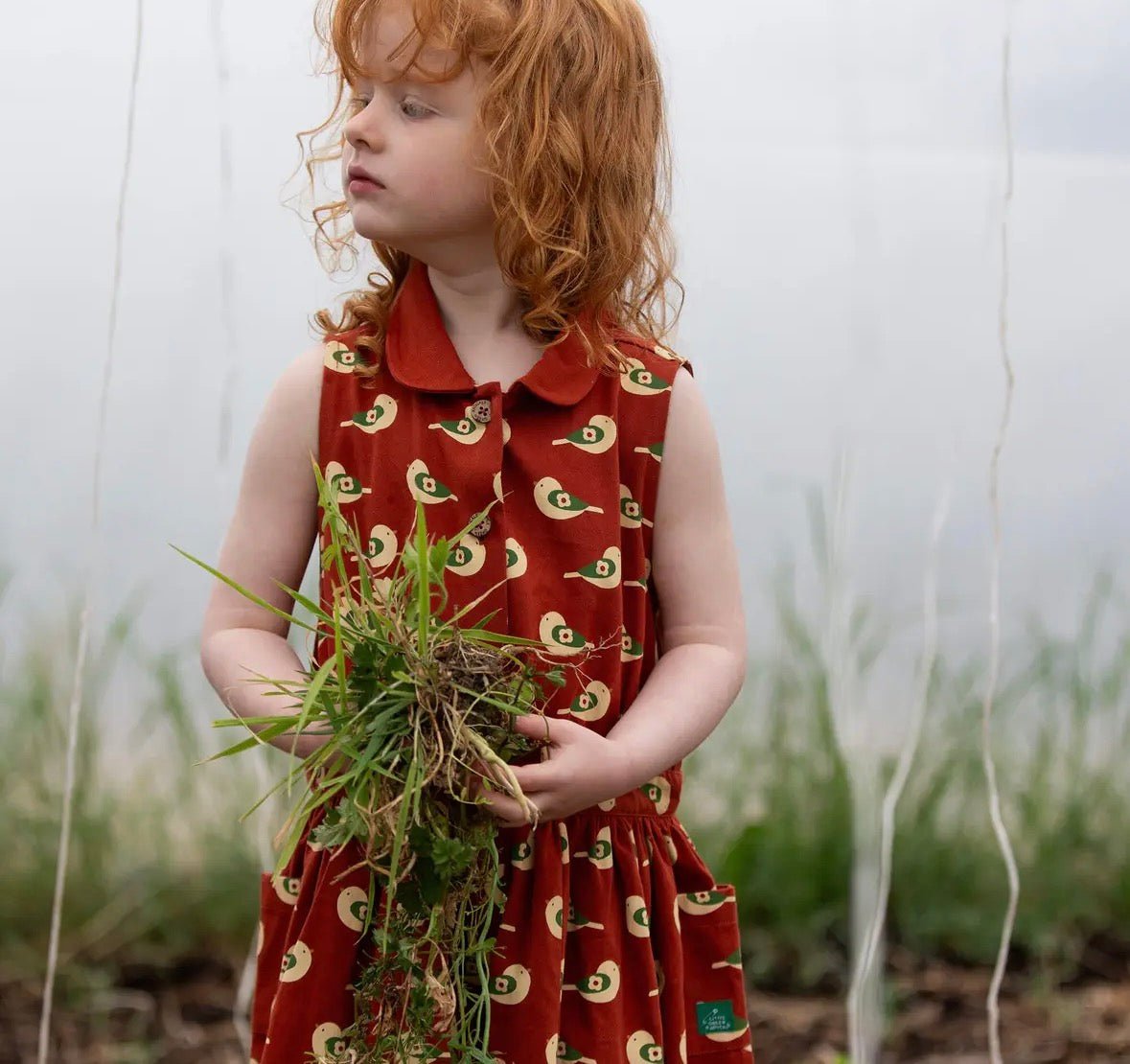 Spring Birds Pinafore Button Dress - Flea Boutiques
