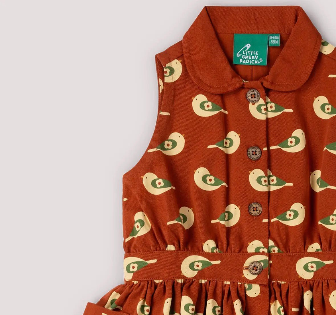 Spring Birds Pinafore Button Dress - Flea Boutiques