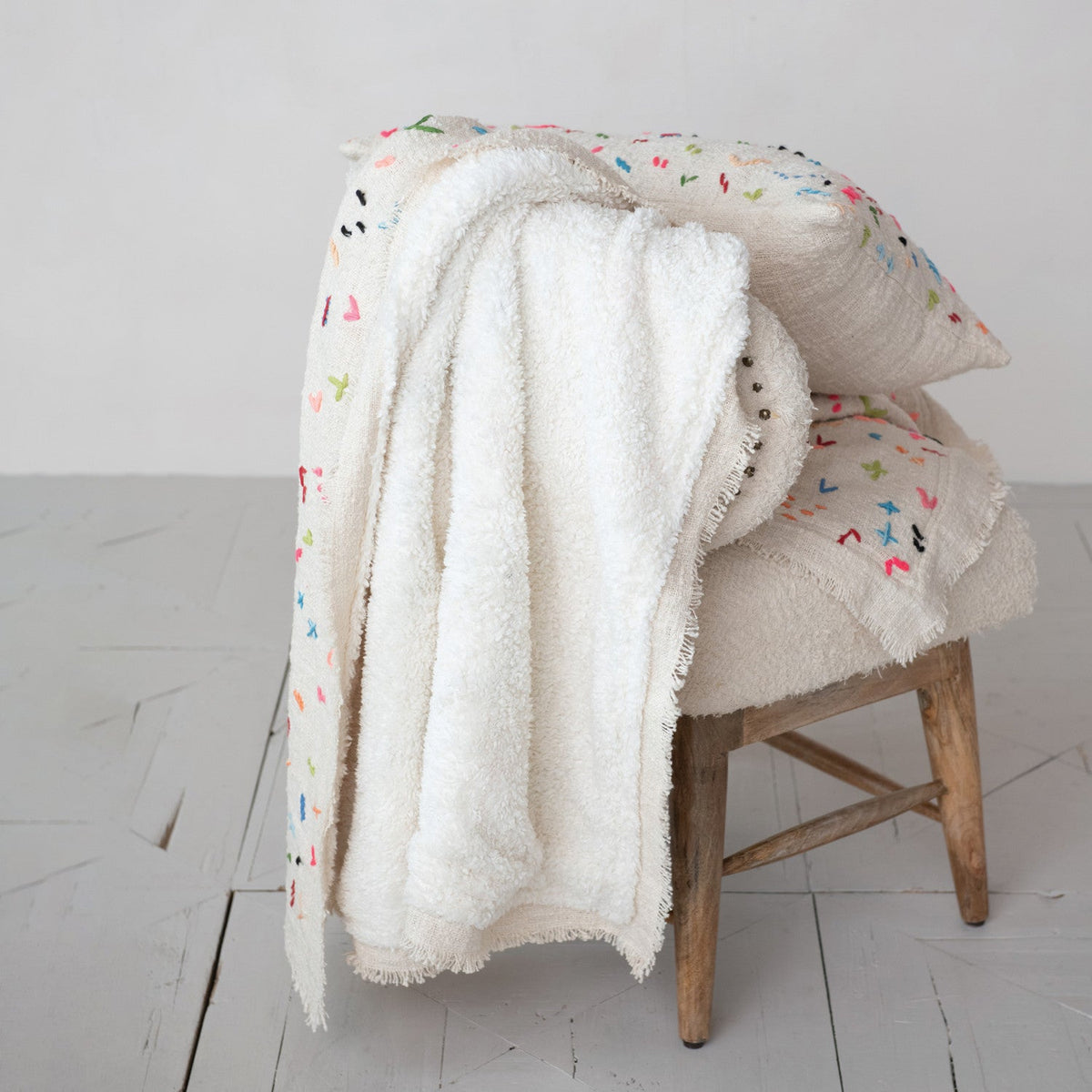 Squiggle Embroidered Pillow - Flea Boutiques