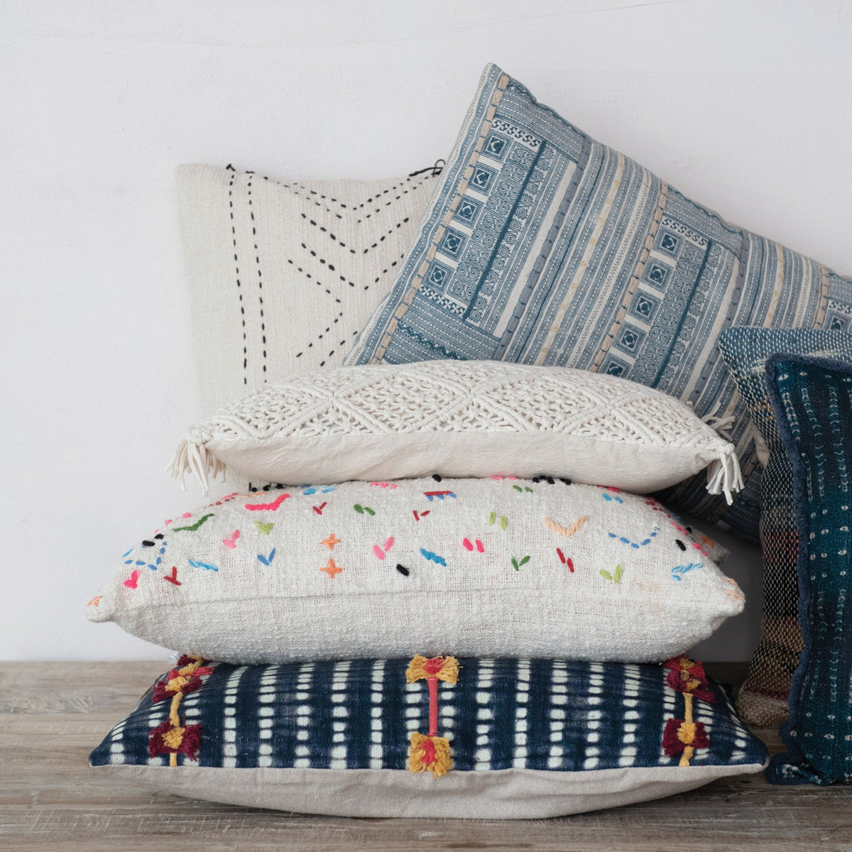Squiggle Embroidered Pillow - Flea Boutiques