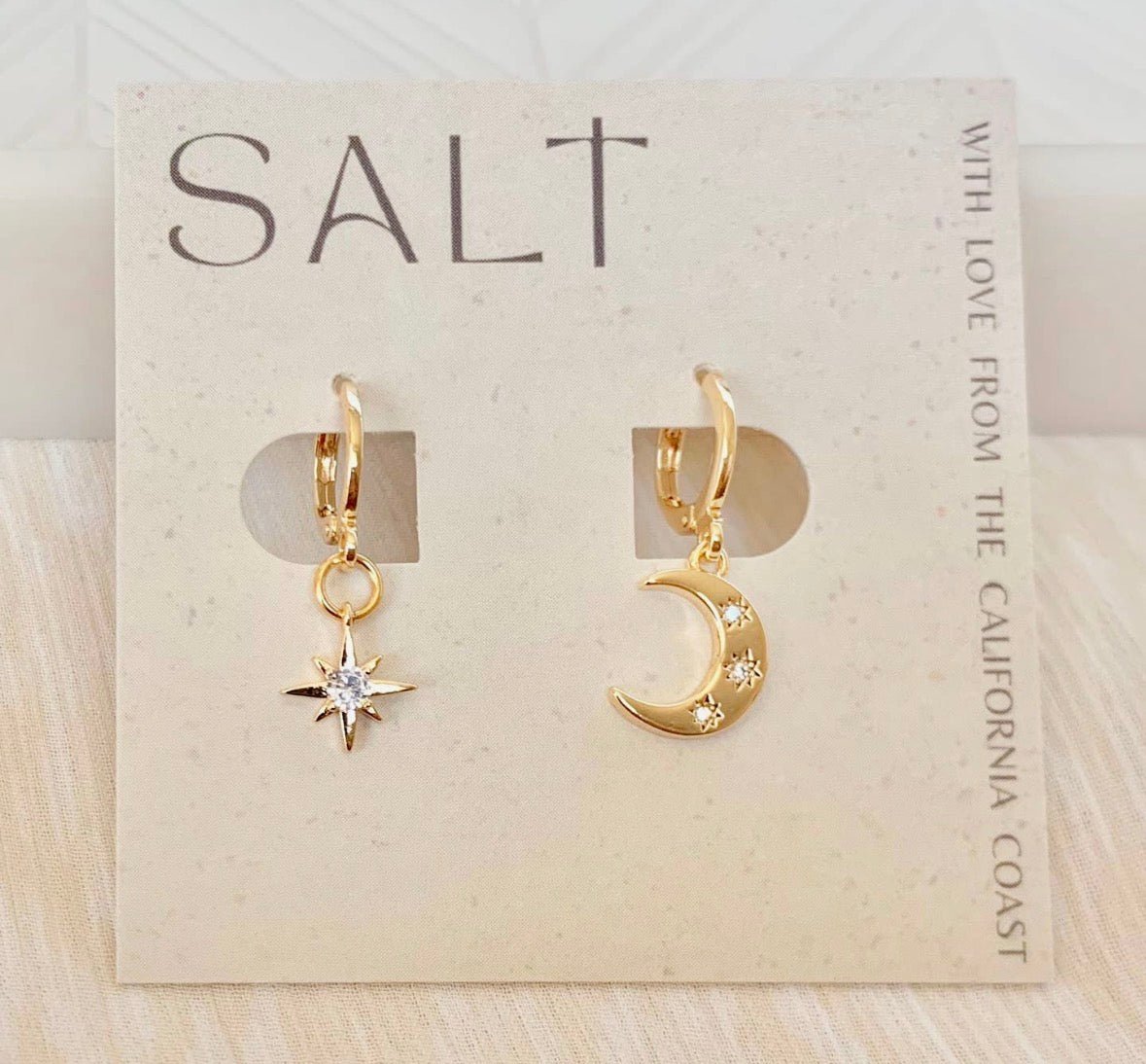 Star & Moon Huggie Hoops - Flea Boutiques