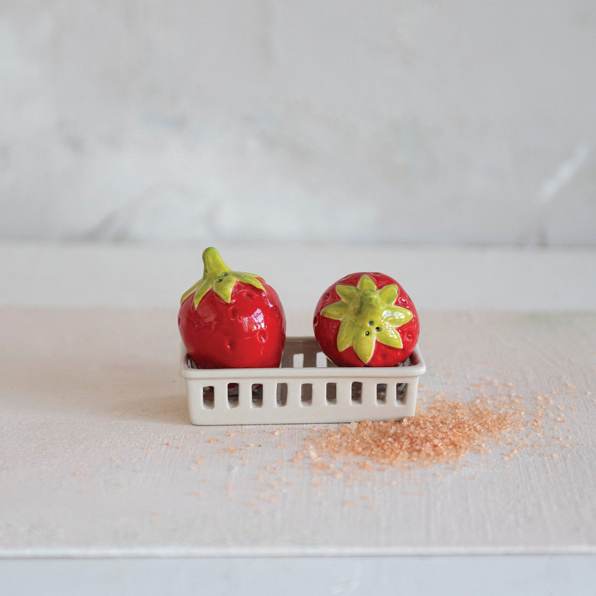 Stoneware Strawberry Salt & Pepper Shakers - Flea Boutiques
