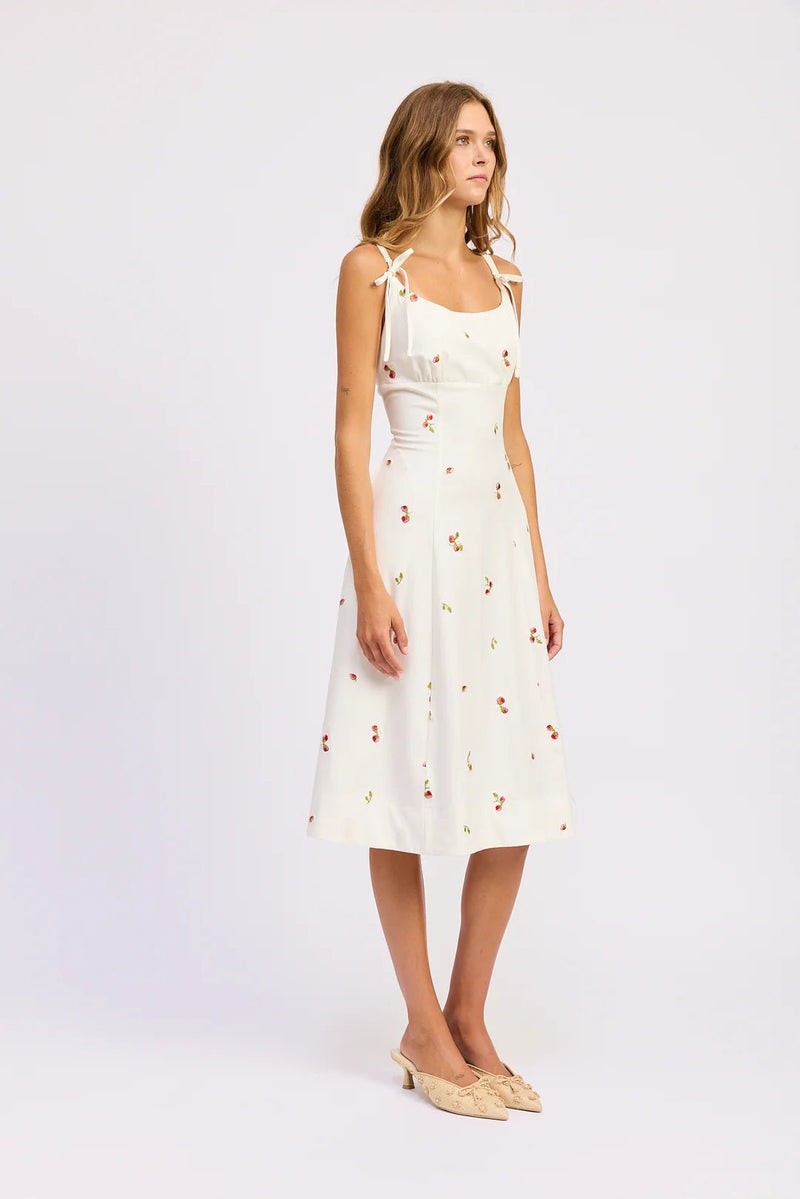 Strawberry Tie Strap Midi Dress - Flea Boutiques
