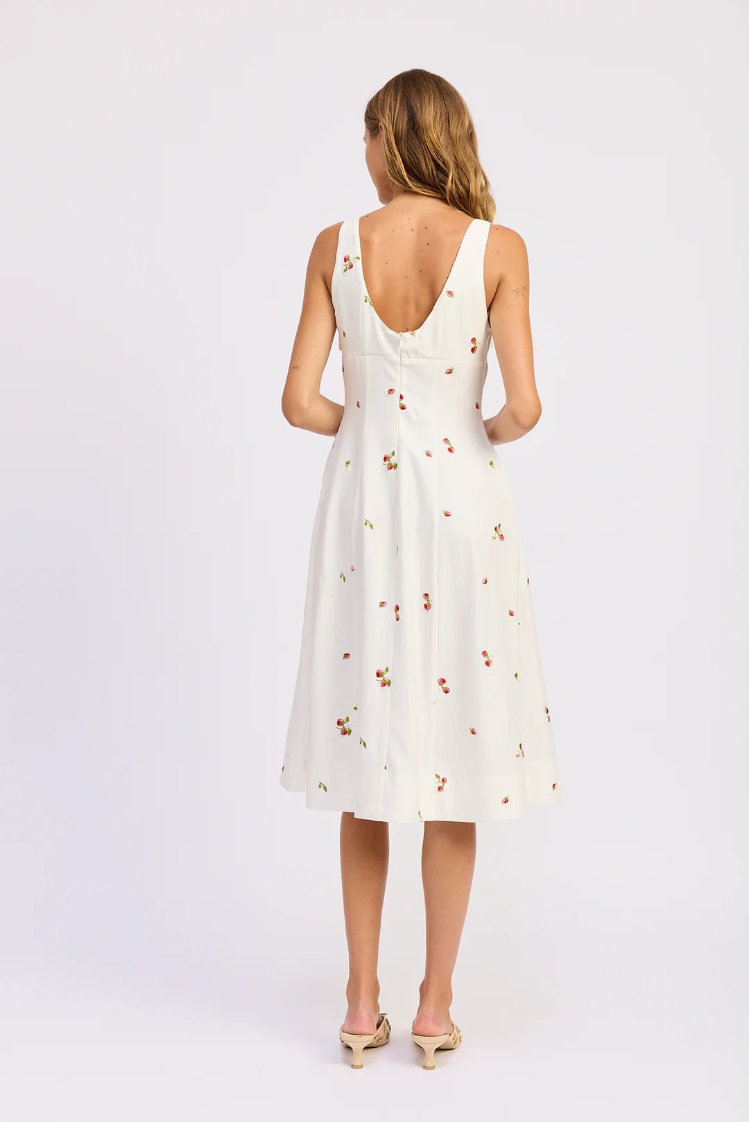 Strawberry Tie Strap Midi Dress - Flea Boutiques