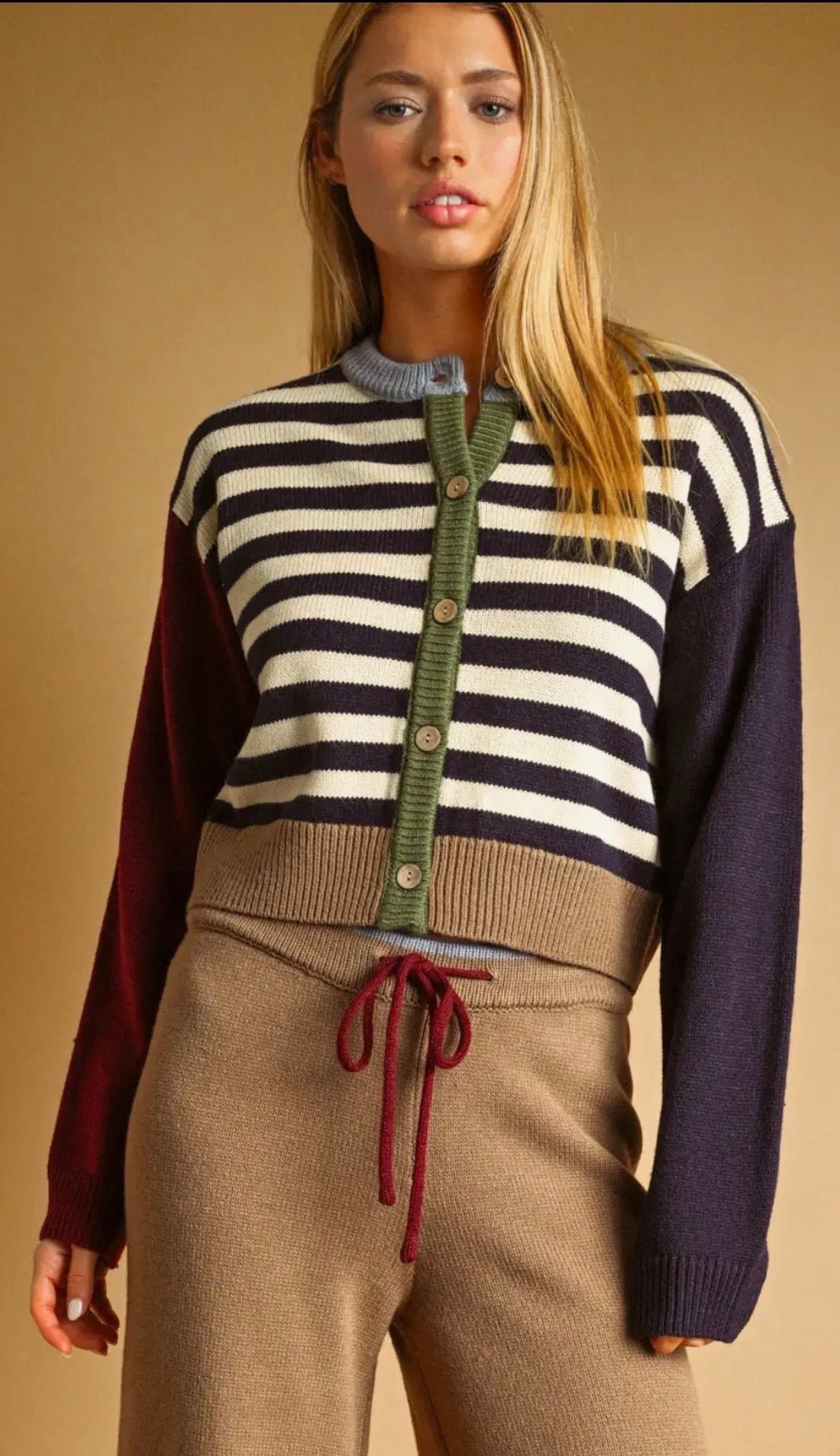Stripe And Mix Cardigan - Flea Boutiques