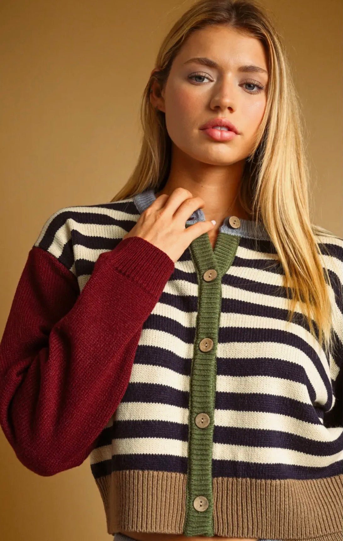 Stripe And Mix Cardigan - Flea Boutiques