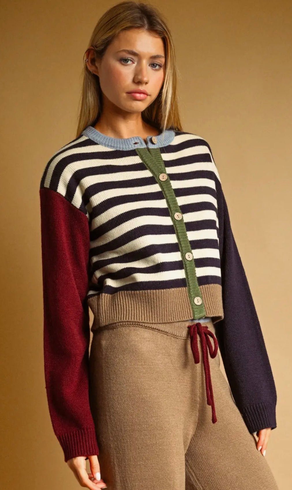 Stripe And Mix Cardigan - Flea Boutiques