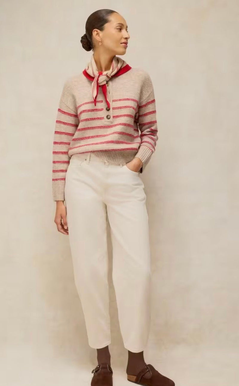 Stripe Henley Sweater - Flea Boutiques