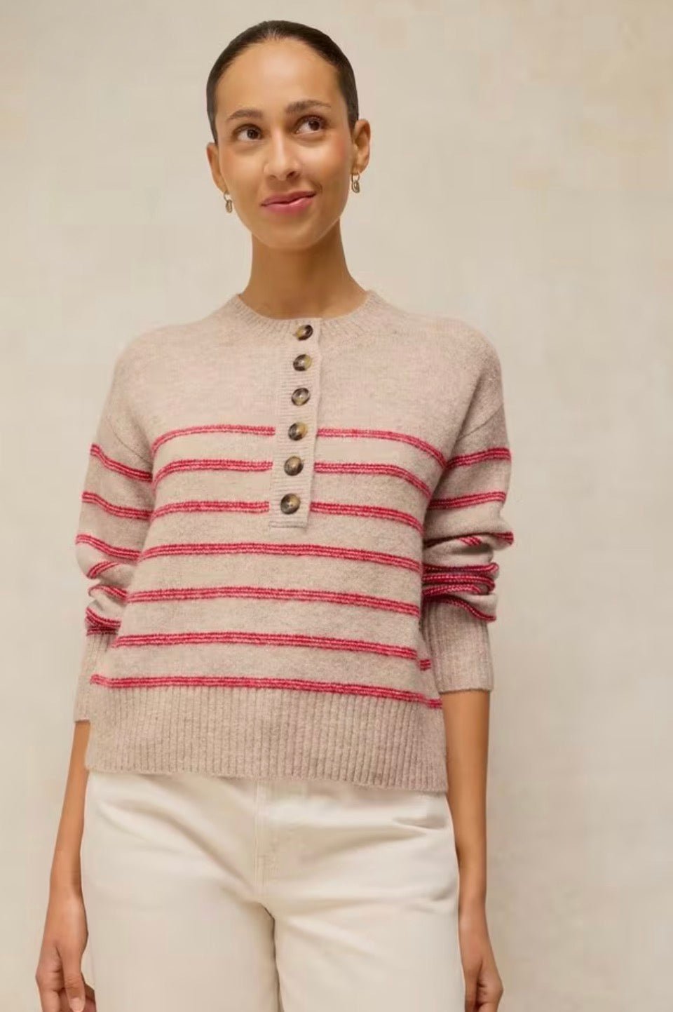 Stripe Henley Sweater - Flea Boutiques