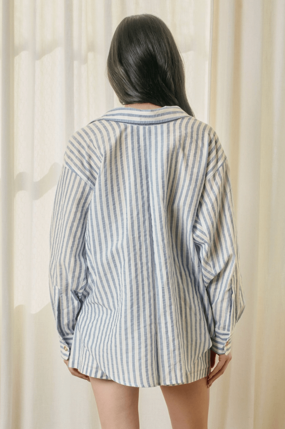Stripe Oversized button Shirt - Flea Boutiques