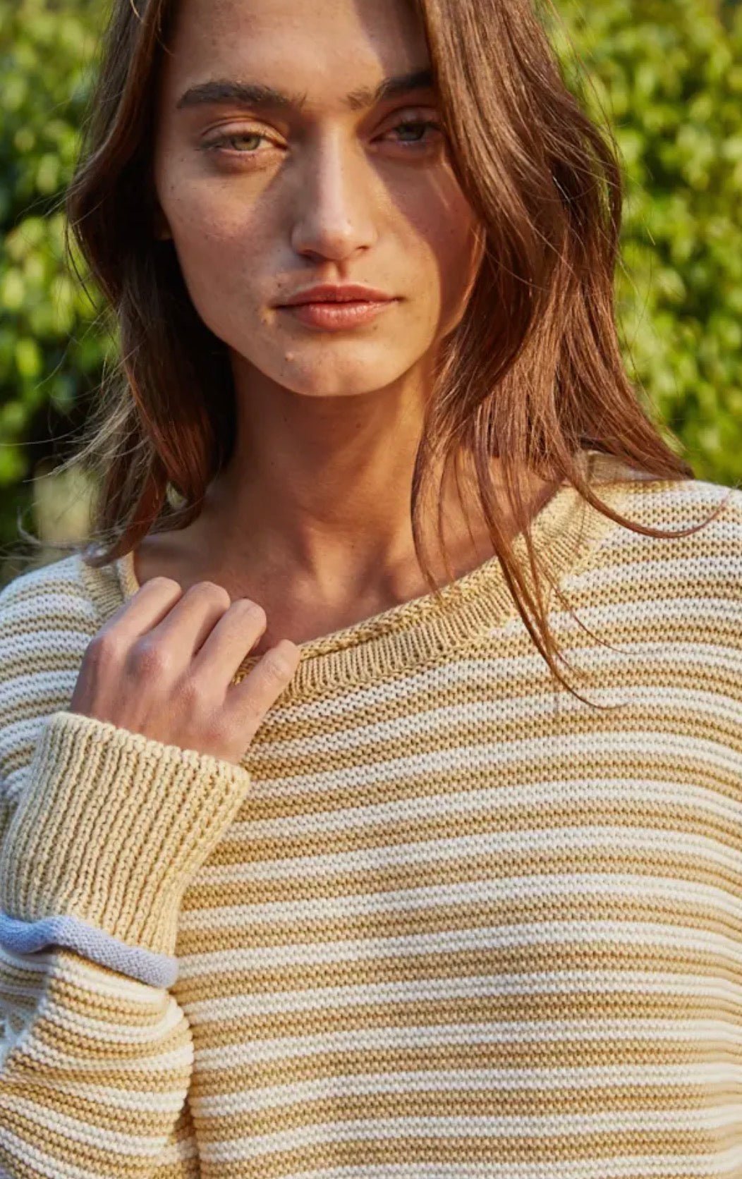 Striped Contrast Seam Sweater - Flea Boutiques