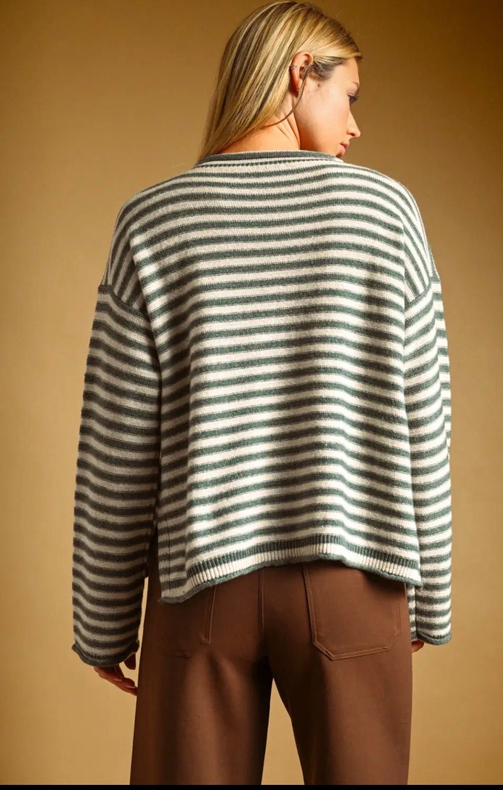 Striped Rolled Neck Top - Flea Boutiques