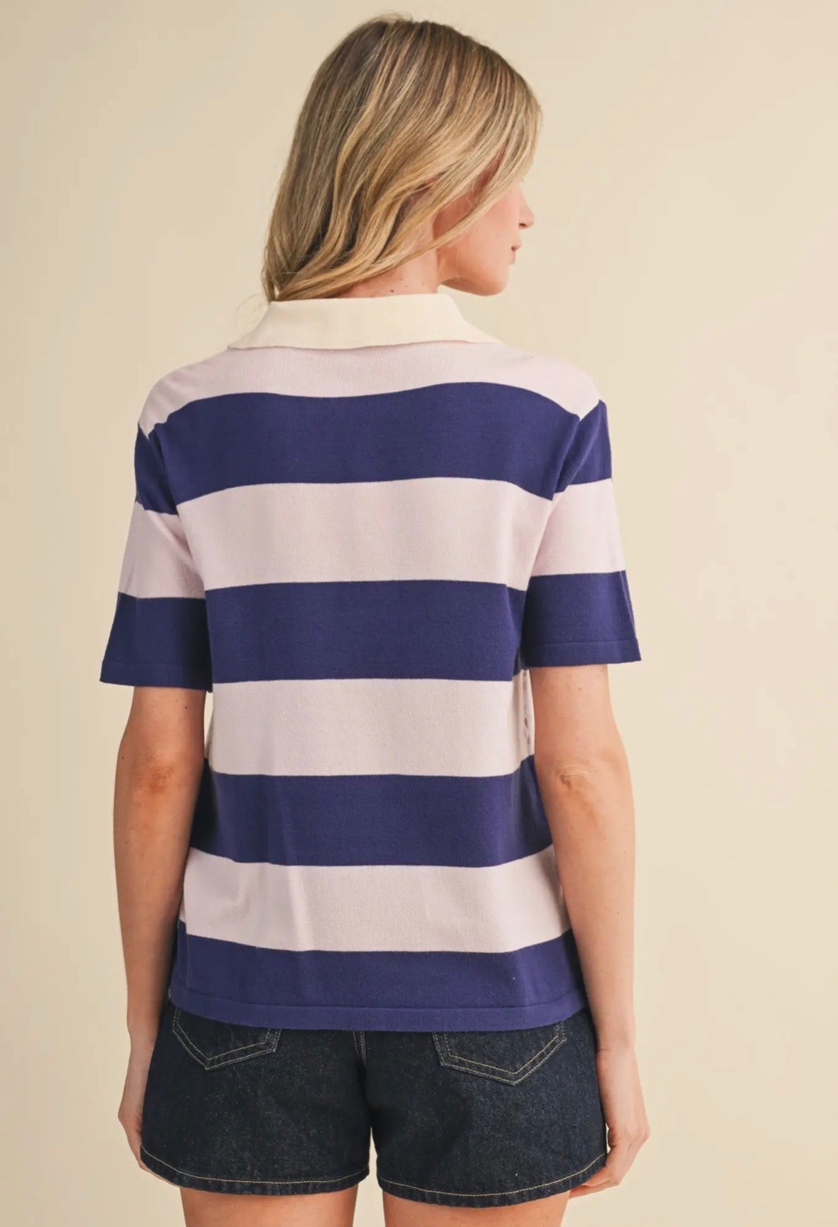 Striped Short Sleeve Polo - Flea Boutiques