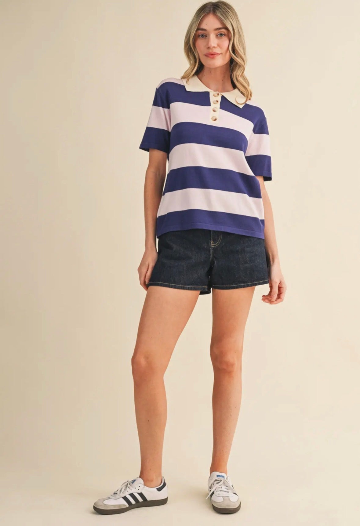 Striped Short Sleeve Polo - Flea Boutiques