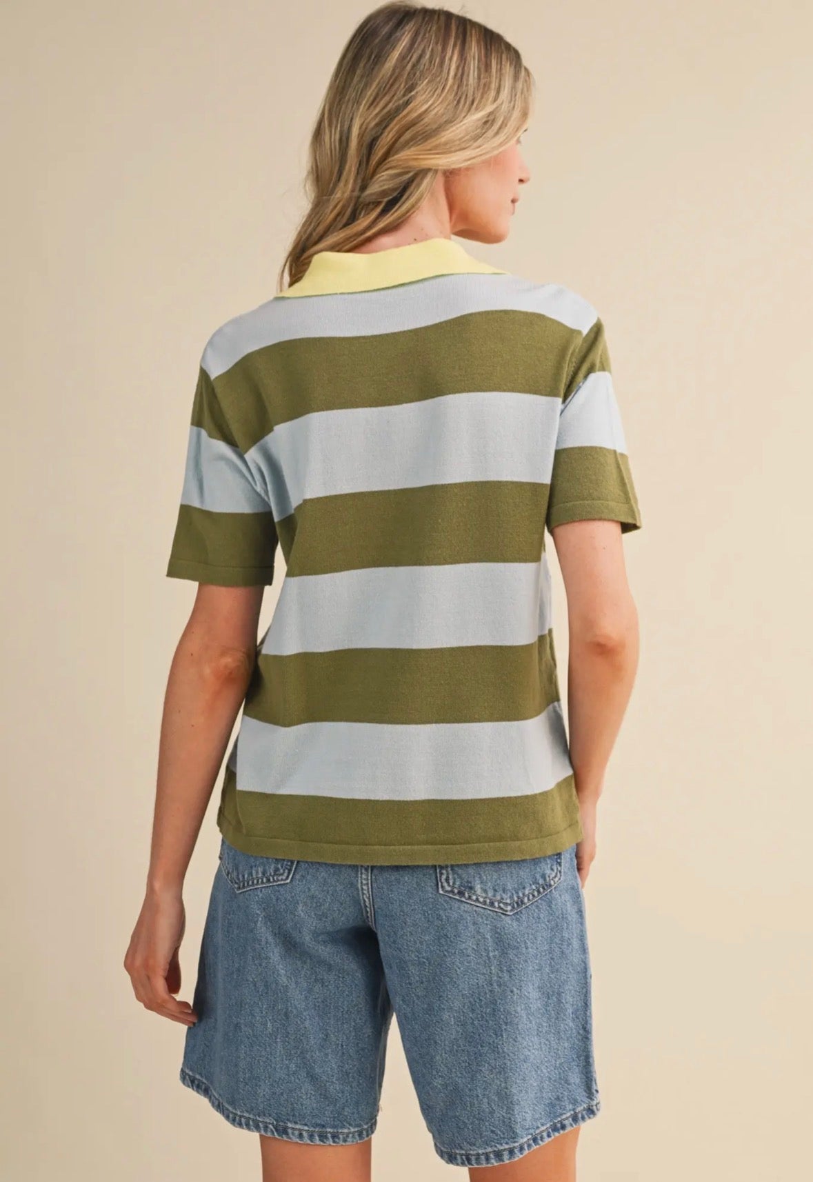 Striped Short Sleeve Polo - Flea Boutiques