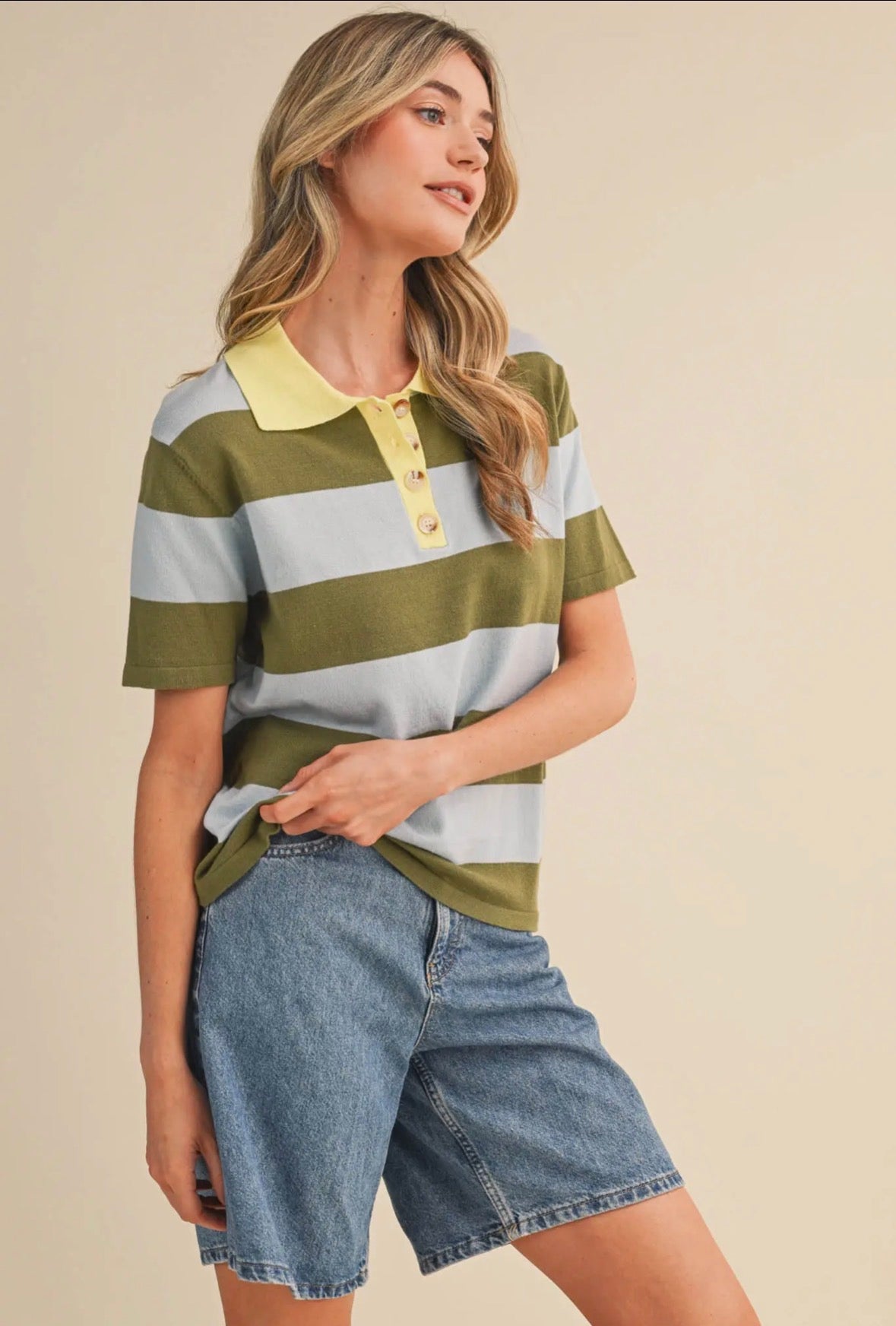 Striped Short Sleeve Polo - Flea Boutiques