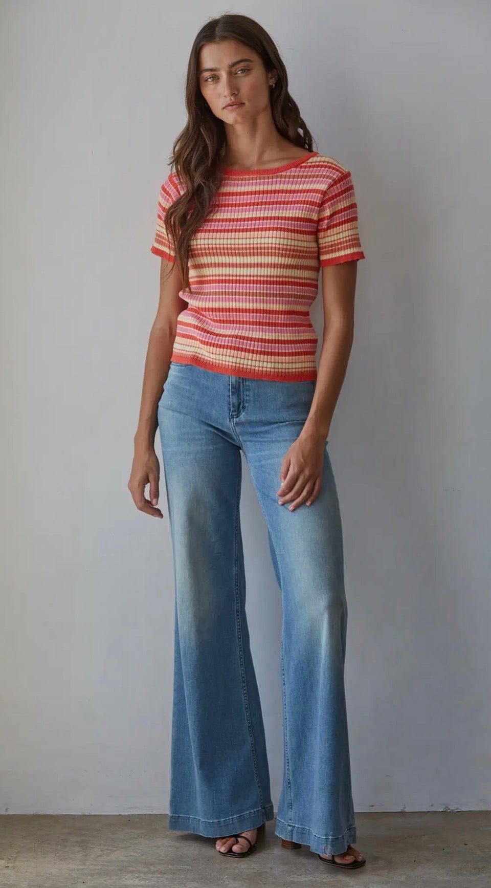 Striped ShortSleeve Sweater - Flea Boutiques