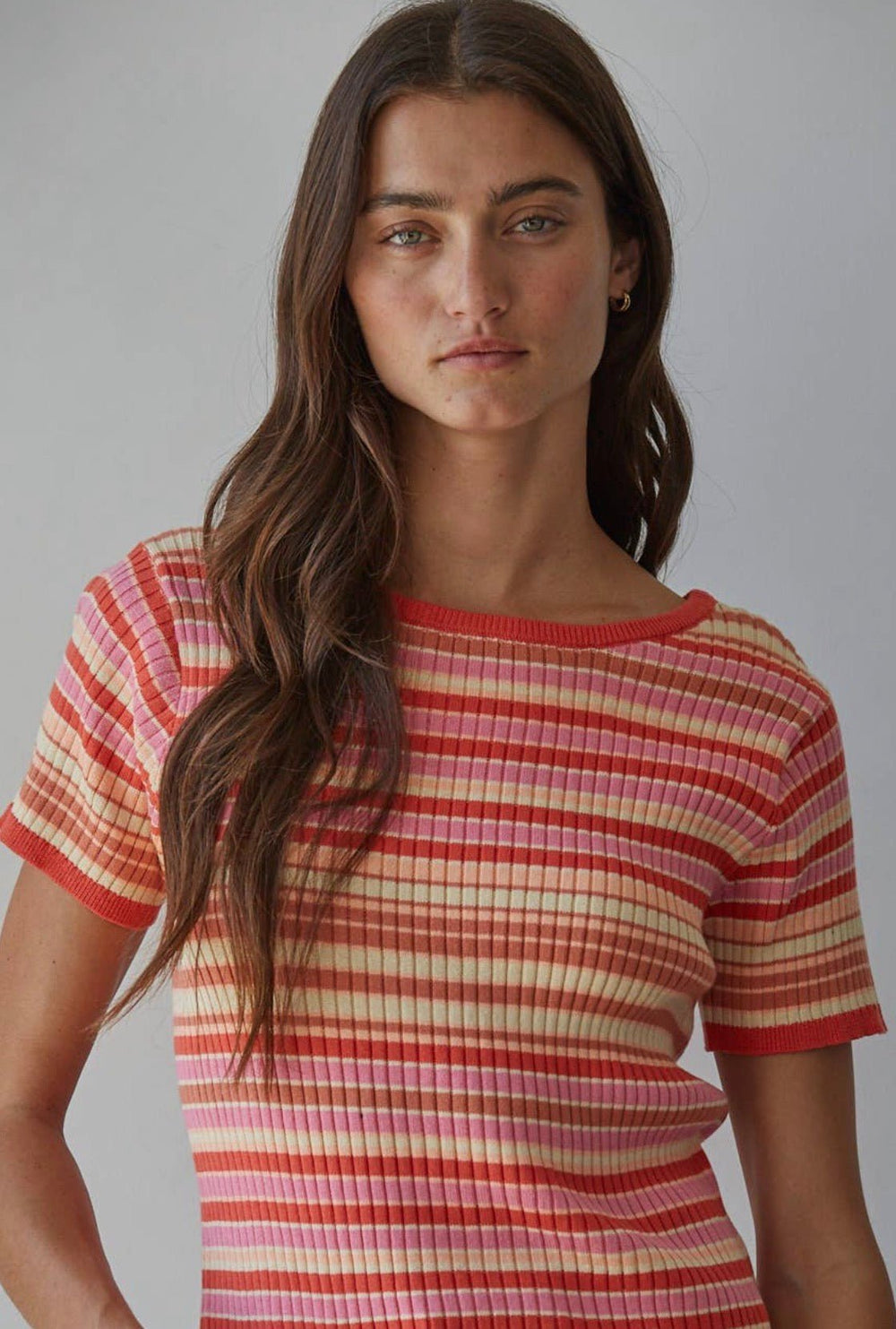 Striped Short Sleeve Sweater