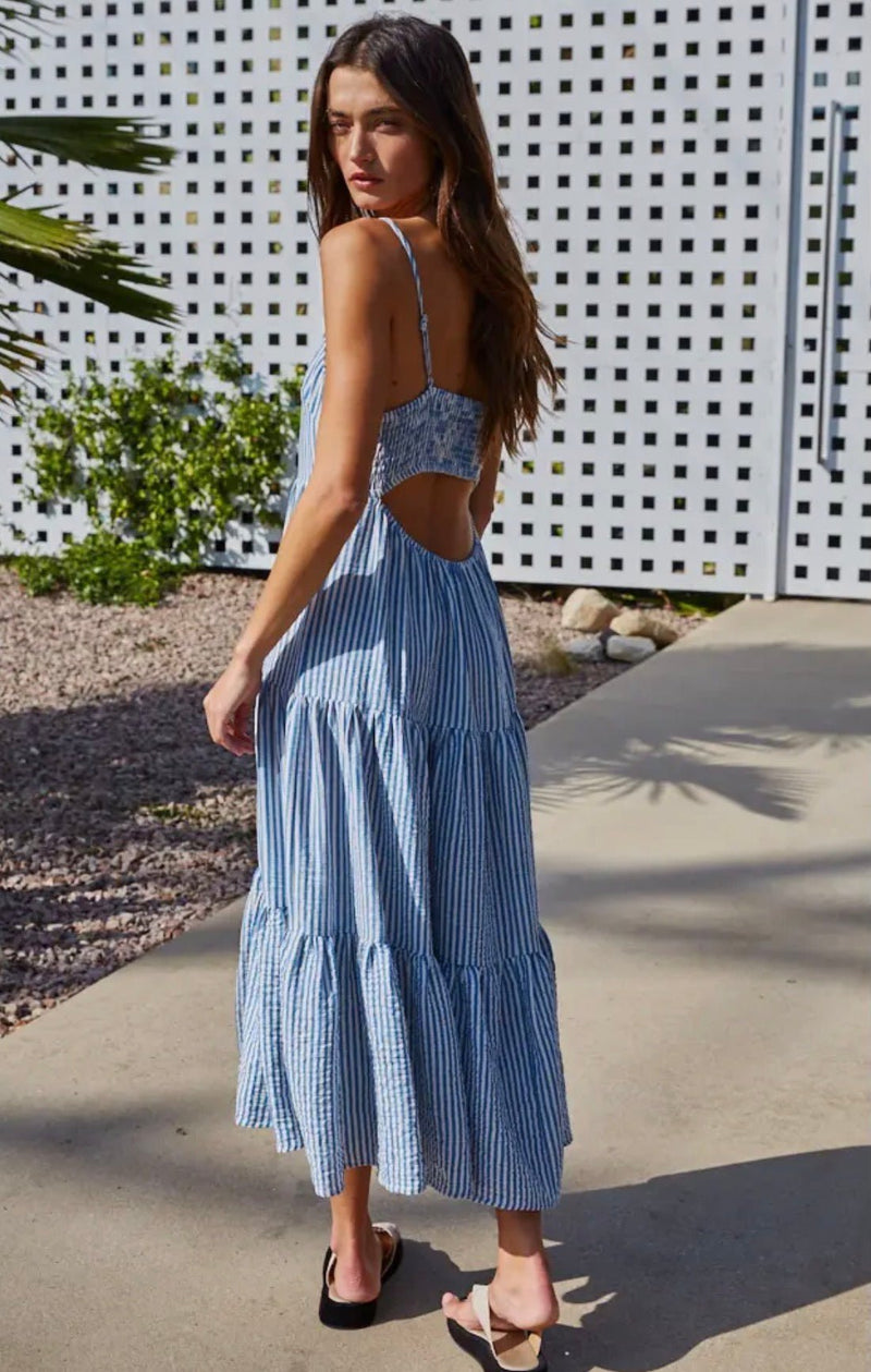 Striped Sleelevess Dress - Flea Boutiques